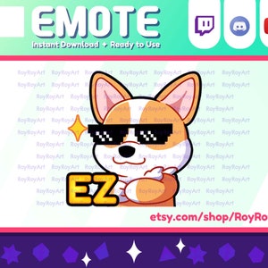 Twitch Emote - Cute Dog Corgi EZ GG Emote / Sub Emoji