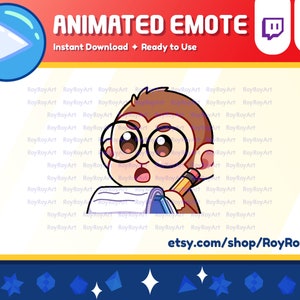 Twitch Emote Animated - Cute Monkey Note Emote Animated Gif