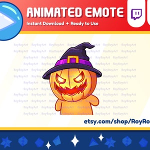 Twitch Emote Animated - Scary Pumpkin Witch Hat Halloween Wiggle Dancing Emote Animated