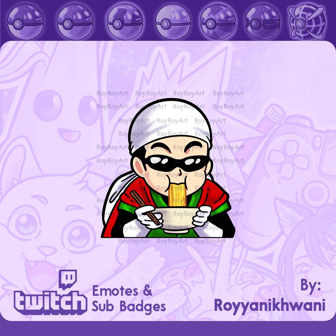 Twitch Emote Dragon Ball Great Saiyaman eat Ramen | Etsy