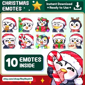 Twitch Emotes Christmas - Cute Penguin Christmas Emotes pack / Sub Emojis