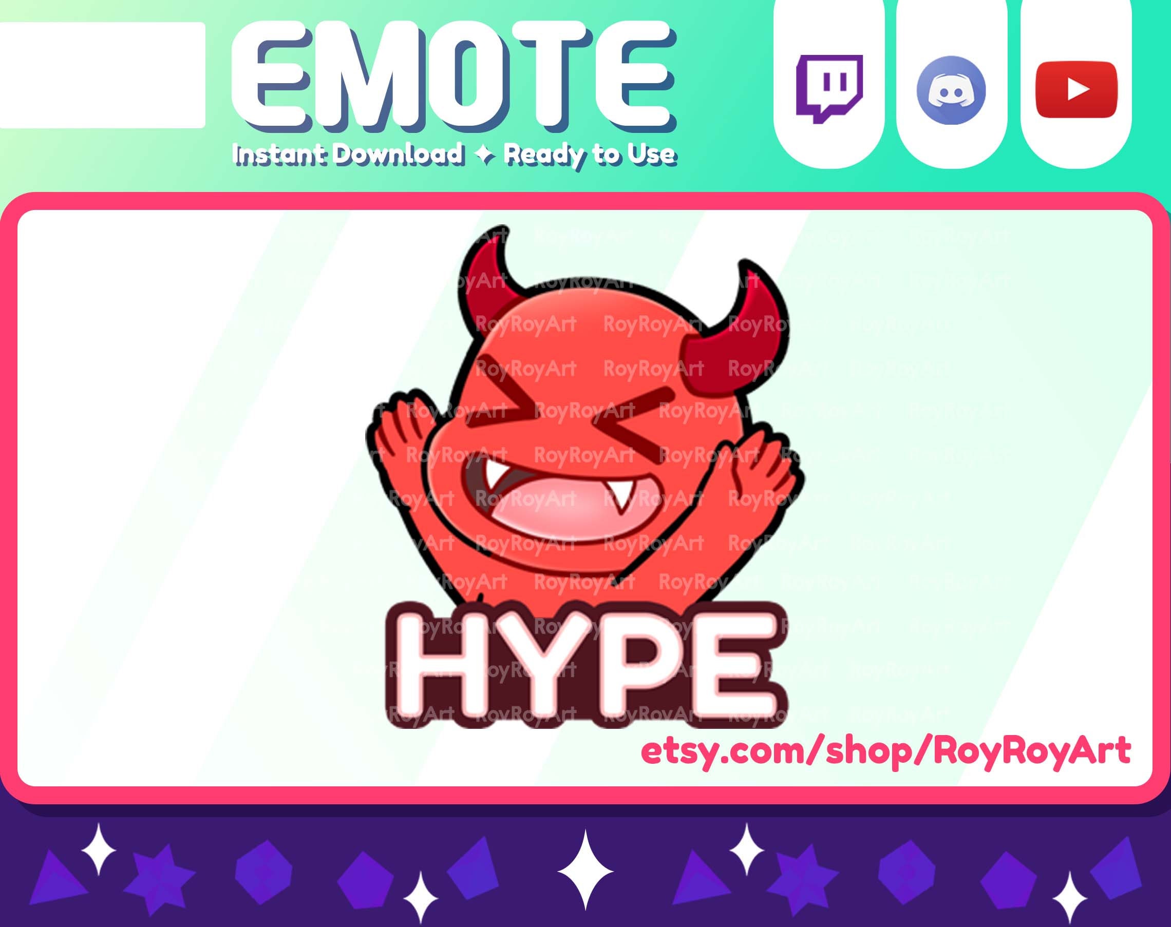 Twitch Emote - Cute Devil Evil Hype Emote / Sub emoji