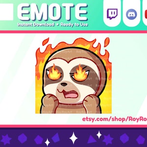 Twitch Emote - Cute Kawaii Sloth Angry Rage Emote / Sub Emoji