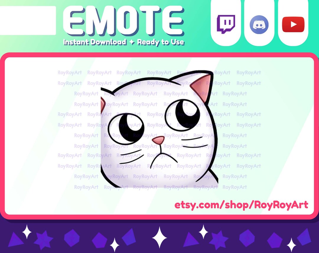 Twitch Emote White Cat Meme Eyes - Etsy