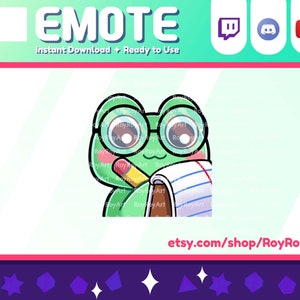 Twitch Emote - Cute Frog Toad Emote Writing Note / Sub Emoji