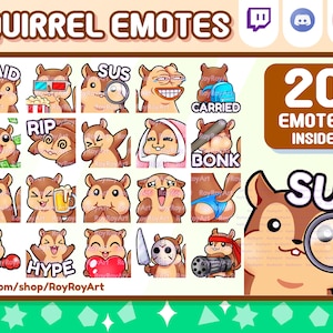 Twitch Emotes - Cute Squirrel Emotes Mega Pack / 20 Emotes Inside / Sub Emojis / Pack Emotes