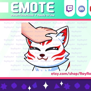 Twitch Emote - Kitsune White Fox Pat Headpat Sub Emoji