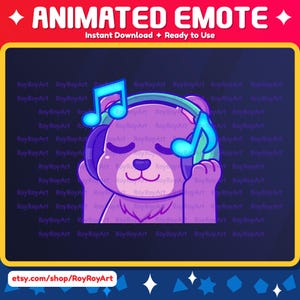 Twitch Emote Animated - Grizzly Bear Music Jam Party Vibing Emote Animated