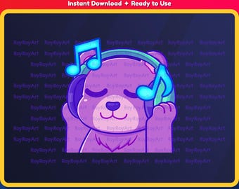 Twitch Emote Animated - Grizzly Bear Music Jam Party Vibing Emote Animated