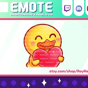 Twitch Emote - Cute Yellow Duck Emote Love / Stream Sub Emoji