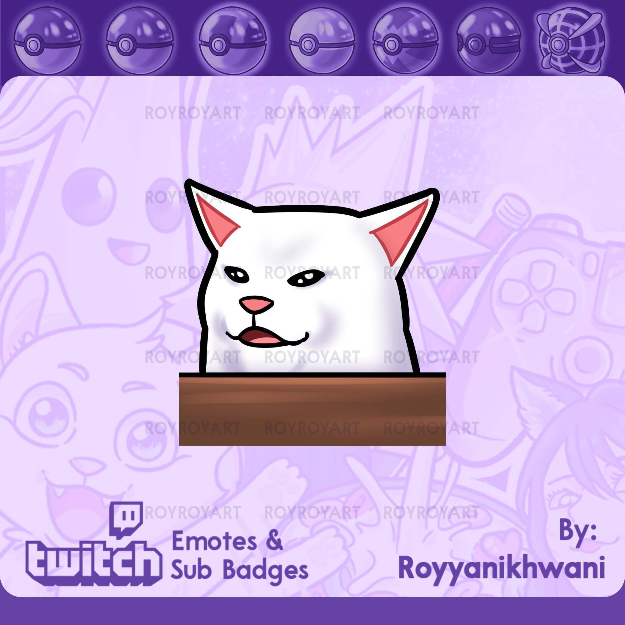 Twitch Emote White Cat Meme Etsy