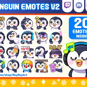 Twitch Emotes - Cute Penguin Mega Pack Include 20 Emotes V2