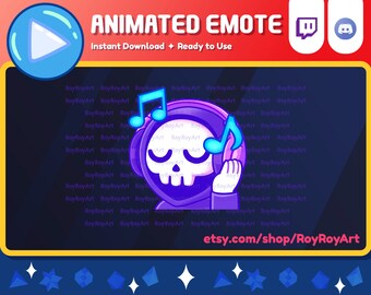 Twitch Emote Animated - Halloween Grim Reaper Music Jam Party Vibing Emote Animated