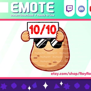 Twitch Emote - Cute Potato Holding a Sign 10/10 Perfect Emote / Sub Emoji