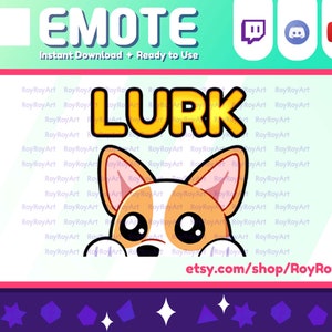Twitch Emote - Cute Dog Corgi Lurk Emote / Sub Emoji