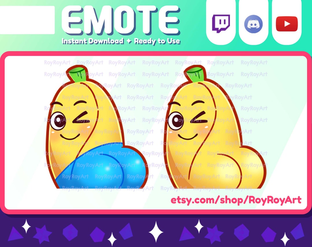Discord Emote Cute Banana Booty Emote Back Side / Sub Emoji Etsy