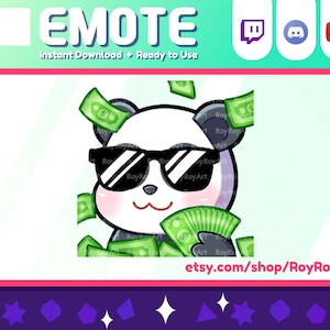 Twitch Emote - Lindo Panda Dollar Money Emote / Sub Emoji