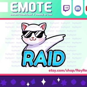 Twitch Emote - White Cat Raid Emote / Sub Emoji