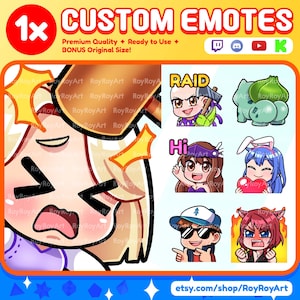 Custom Twitch Emote or Sub badge for Twitch/Discord/Youtube/Kick/Streaming - Cute Chibi Anime Style - Twitch Emoji