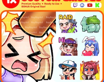 Custom Twitch Emotes or Sub badges for Twitch/Discord/Youtube/Kick/Streaming - Cute Chibi Anime Style - Twitch Emoji