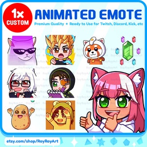 1x aangepaste geanimeerde emote voor Twitch/Discord/Kick/Youtube/Streaming - Graphics voor streamen - geanimeerde emote Gif Custom Commission Emoji