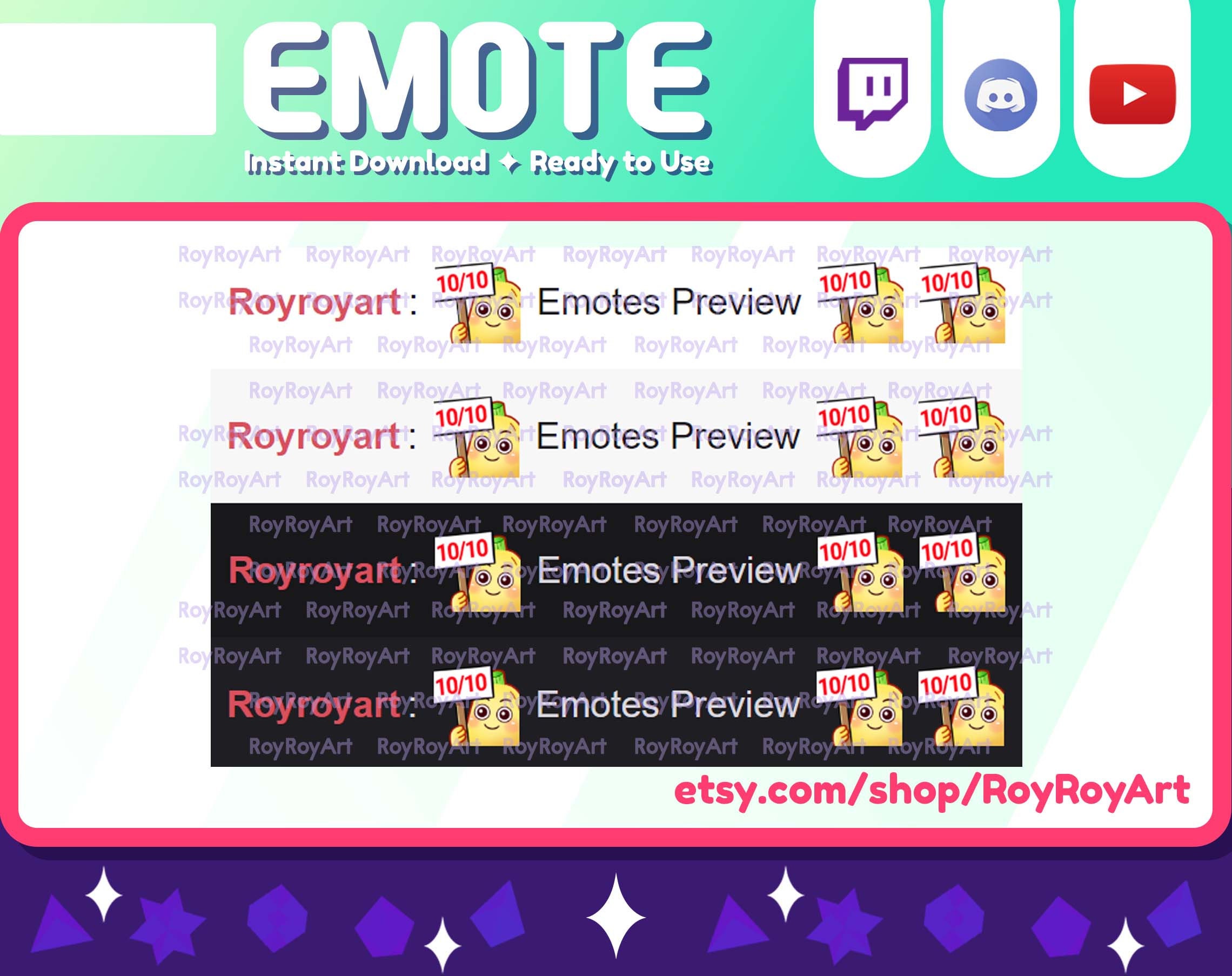 Twitch Emote Cute Banana Holding a Sign 10/10 Emote Sub Emoji