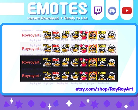 Twitch Emotes Cool Duck Pack V2 Duck Off Raid Ez Hi Etsy Polska