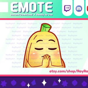 Twitch Emote - Cute Banana Pray Emote / Sub Emoji