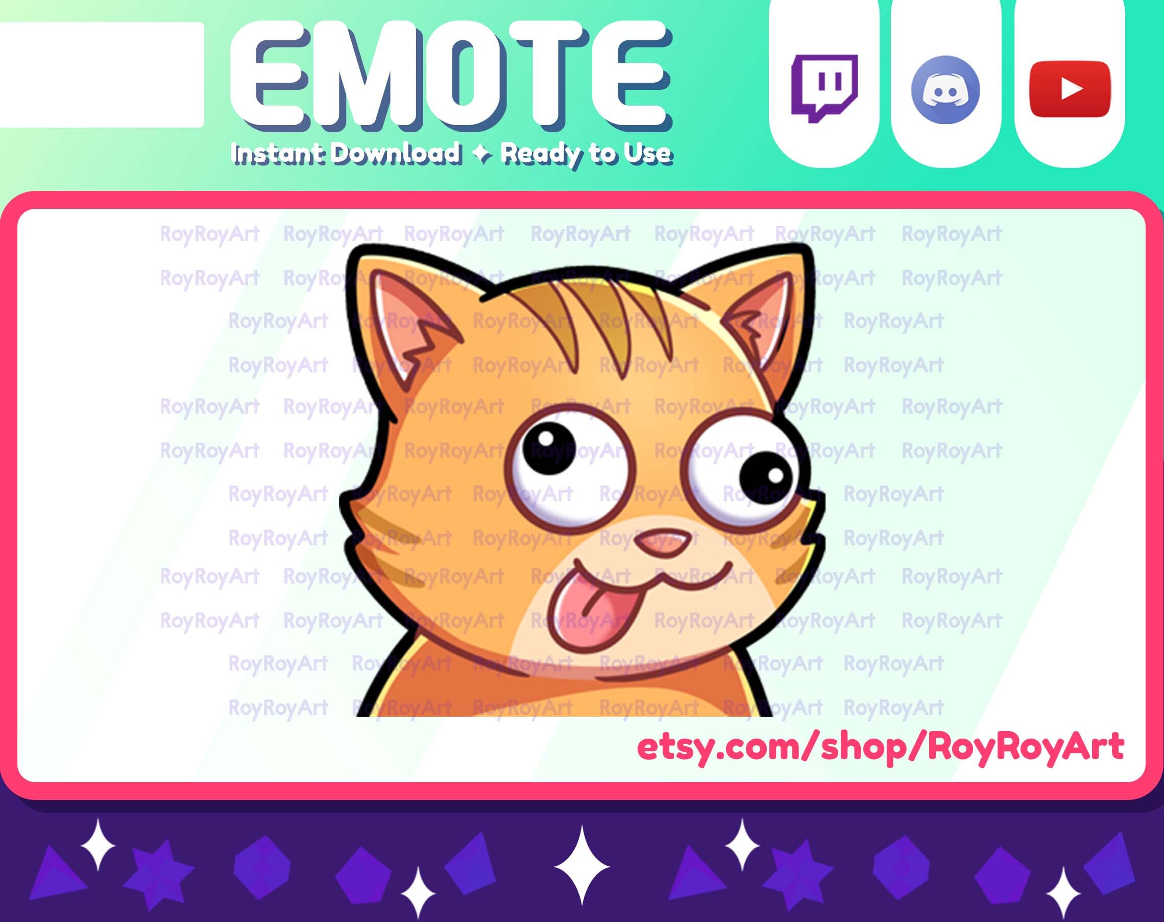 Twitch Emote - Orange Cat Dumb Derp Emote / Sub Emoji - Etsy