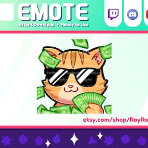 Twitch Emote - Orange Cat Dollar Money Emote / Sub Emoji