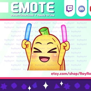 Twitch Emote - Cute Banana Lightstick Rave Emote / Sub Emoji