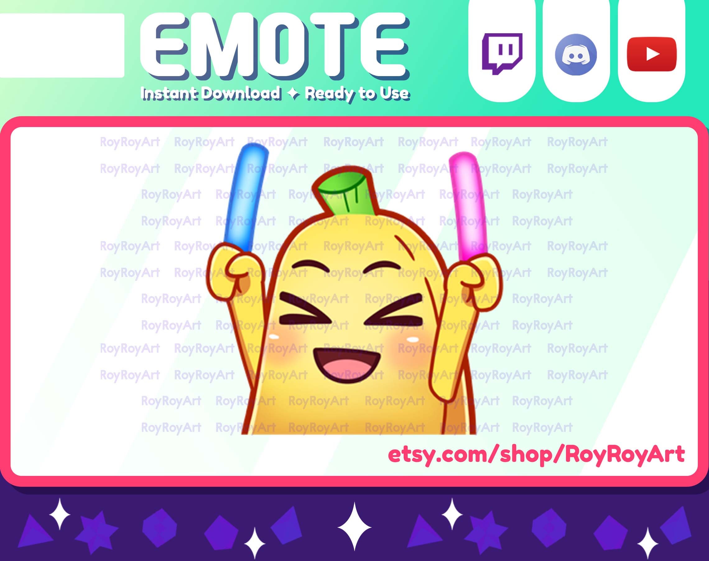Twitch Emote Cute Banana Lightstick Rave Emote / Sub Emoji Etsy UK