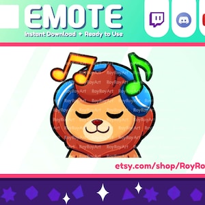 Twitch Emote - Cute Lion Emote Music Jam / Sub Emoji