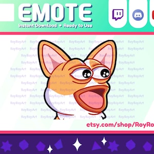 Twitch Emote - Cute Dog Corgi Poggers Emote / Sub Emoji