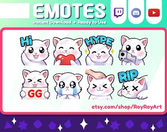 Twitch Emotes - White Cat pack