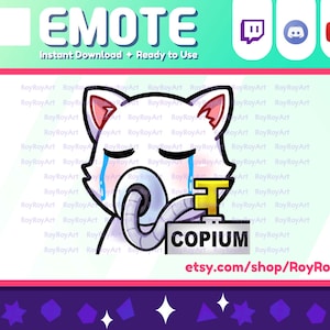 Twitch Emote - White Cat Copium Emote / Sub Emoji