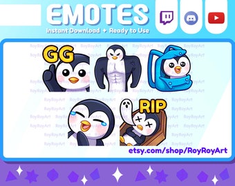 Twitch Emotes - Leuke Pinguïn Emotes pack 4 / GG, Buff, Carry, LUL, RIP / Sub Emoji