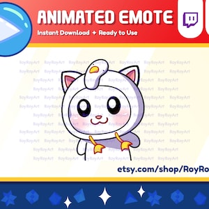 Twitch Emote Animated - White Cat Wiggle Dancing Emote Animated