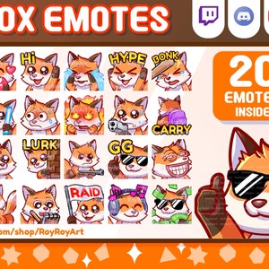 Twitch Emotes - Süße Fuchs Kitsune Mega Pack enthalten 20 Emotes