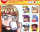 4x Custom Twitch Emotes or Sub badges for Twitch/Discord/Youtube/Streaming - Cute Chibi Anime Style - Twitch Emoji
