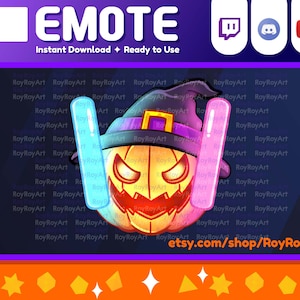 Halloween Twitch Emote - Scary Pumpkin Lightsticks Rave Sub Emoji