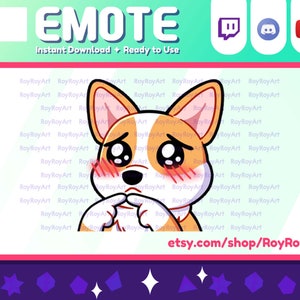 Twitch Emote - Cute Dog Corgi Shy Emote / Sub Emoji
