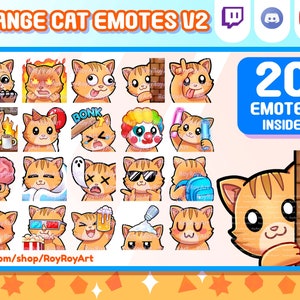 Twitch Emotes - Orange Cat Mega Pack incluye 20 Emotes v2