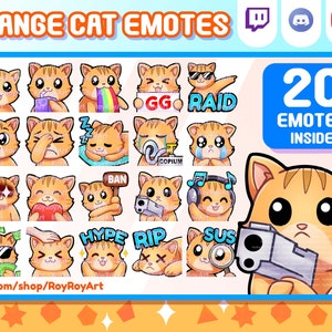 Twitch Emotes - Orange Cat Mega Pack Include 20 Emotes