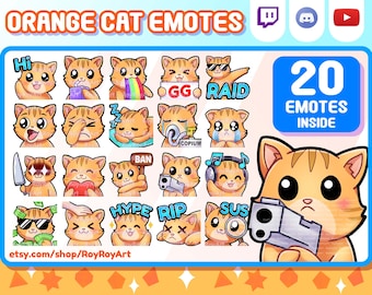Twitch Emotes - Orange Cat Mega Pack Include 20 Emotes