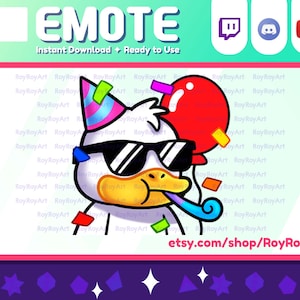 Twitch Emote - Cool Duck Verjaardagsfeestje / Sub Emoji Discord