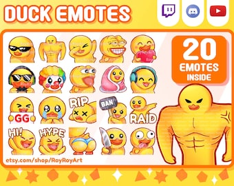 Twitch Emotes - Yellow Duck Mega Pack incluye 20 emoticonos