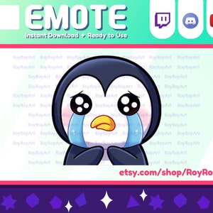 Twitch Emote - Cute Penguin Crying Sad Emote / Sub Emoji