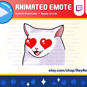 Twitch Emote Animated - Cool Cat Love Heart Eyes / Valentine Emote Animated