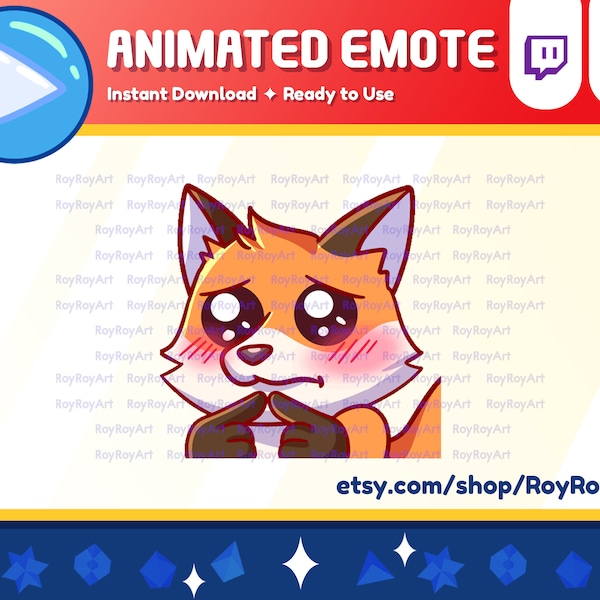 Twitch Emote Animated - Cute Fox kitsune Shy Emote Animated